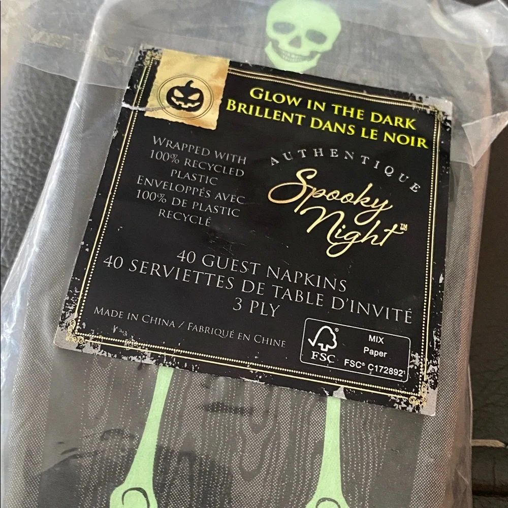 Glow in the Dark Skeleton‎ Halloween Party Cocktail Napkins